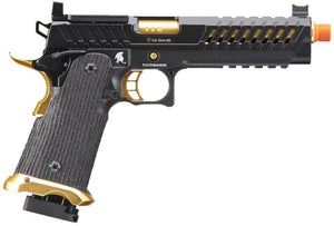 Lancer Tactical Knightshade Hi-Capa Gas Blowback Airsoft Pistol w/ Red Dot Mount (Color: Black & Gold)