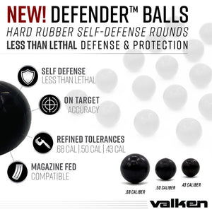 Valken Defender .50 Caliber Hard Rubber Balls - 25ct