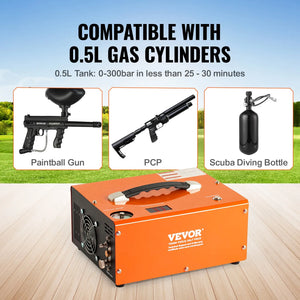 PCP Air Compressor, 4500PSI Portable PCP Compressor with Built-in Converter, Auto-Stop, DC12V/AC120V & Oil & Water-Free Compressor Pump