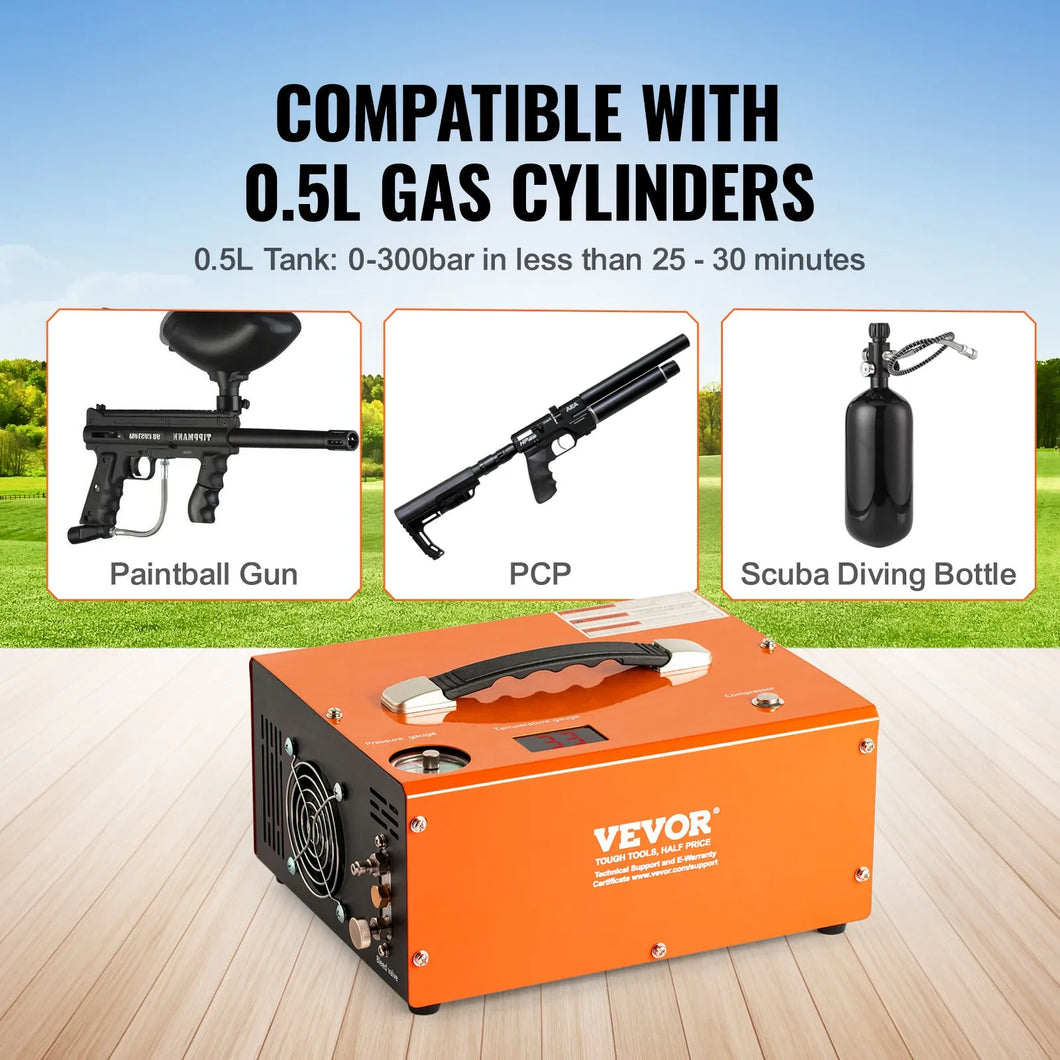 PCP Air Compressor, 4500PSI Portable PCP Compressor with Built-in Converter, Auto-Stop, DC12V/AC120V & Oil & Water-Free Compressor Pump