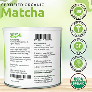 MATCHA DNA Certified Organic Matcha Green Tea Powder (16 oz TIN CAN)