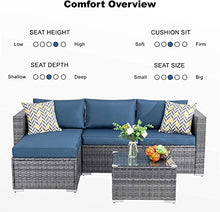 Load image into Gallery viewer, JAMFLY Outdoor Patio Furniture Sets, All-Weather Rattan Outdoor Sectional Sofa with Tea Table and Cushions Upgrade Wicker Patio sectional Sets 3-Piece (Aegean Blue)
