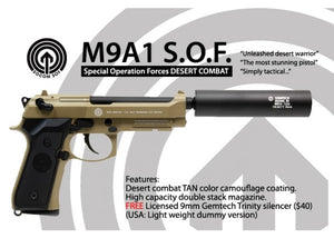 SOCOM GEAR FULL METAL SOF M9 GAS BLOW BACK WITH GEMTECH - BLK